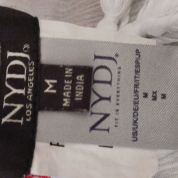 NYDJ Women's Square Cascade Popover, Optic White with Blaze EMB, M - Picture 5 of 5